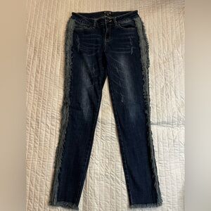 AZI Side Frayed Straight Leg Jeans